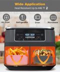 2 Pack 10 Qt Silicone Air Fryer Liners For Ninja DZ401 DZ550 Dual Zone Reusable Rectangular Pot Inserts in use with food