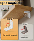 White L Brackets For Wood Furniture 4 Pack Heavy Duty Corner Supports Stainless Steel Shelf Connectors showcasing perfect 90 degree angle.
