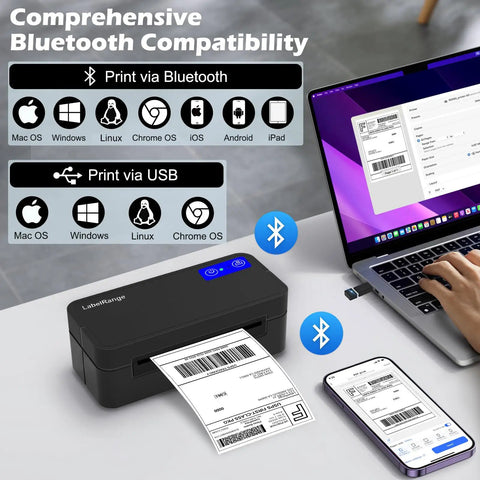Bluetooth Thermal Label Printer For Mac Windows And Mobile Devices, Wireless 4X6 Shipping Label Printer For Packages, printing labels
