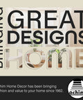 Achim Home Decor slogan "Bringing Great Designs Home" with company logo, featuring window with indoor plants.