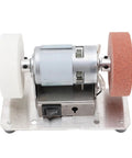 Ymiko Mini Bench Grinder With Dual Wheels 100W Electric Multi Purpose Grinding Machine For Metal Woodworking jewelry making close-up of dual wheels and metal motor