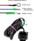 Winch Rocker Switch Kit For ATV And UTV 12V Weatherproof Waterproof with wires and connectors, circuit diagram shown