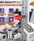 Heavy Duty 30 Piece M8 304 Stainless Steel Rivet Nut Set With Flat Head Inserts shown with red installation tool and stainless components.