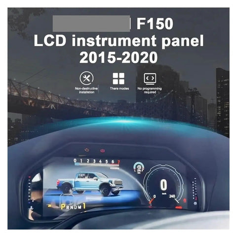 Ford F150 Raptor 12.3 Inch LCD Dashboard Instrument Panel Upgrade Kit With Smart Gauges Digital Cluster Plug And Play Replacement For 2015 2020 Models Built To Handle High Temps, front view