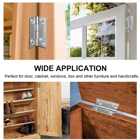 10 Pack 1 Inch Stainless Steel Butt Hinges With 42 Mounting Screws For Cabinets Doors And Small Boxes Durable Rectangle Hinge Set In Use