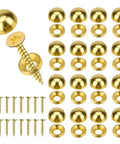Top Shelf Vintage Style Brass Screws With Flush Caps, Self Tapping Decorative Fasteners For Antique Cabinets And Wooden Boxes, Straight Up 15mm Gold Finished Hardware Pack Of 16