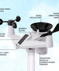 Components of All In One WiFi Weather Station With Solar Power, 8 Inch Color Display, 10 Day And 24 Hour Forecast shown in close-up.