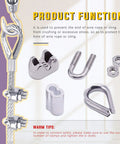 Heavy Duty M10 Wire Rope Accessory Kit With Clip Clamp Thimble And Aluminum Crimp Loop Sleeves 24 Piece Set components
