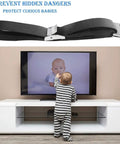 Heavy Duty Metal Anti Tip Straps Keep Your Furniture Locked Down Tight With Adjustable Wall Anchors straight up steel strap for baby proof TV.