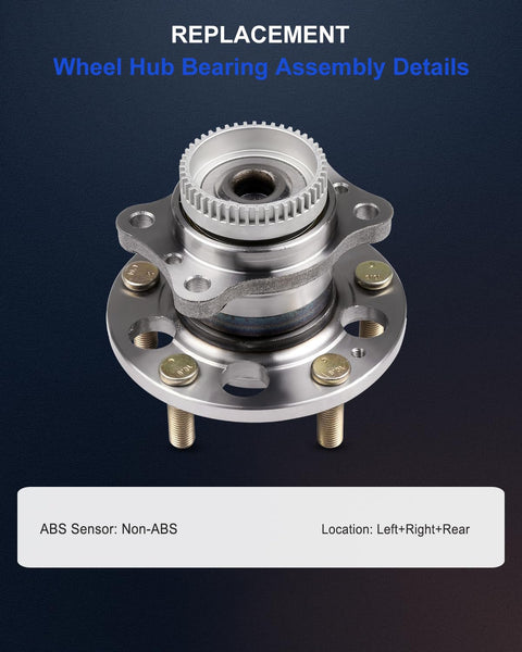 Rear Wheel Bearing And Hub Assembly 5 Lugs Fits Hyundai Elantra Coupe, Elantra GT, Veloster And Kia Forte With ABS OE 512492 Replacement For 2011-2016 Models, front view.