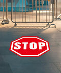 5 Pack Large Stop Stickers 17 By 17 Inches Vinyl Road Warning Sign For Worksite Safety Heavy Duty Industrial Grade Vinyl Resists Foot Traffic Forklift Wheels And Scuffs on floor