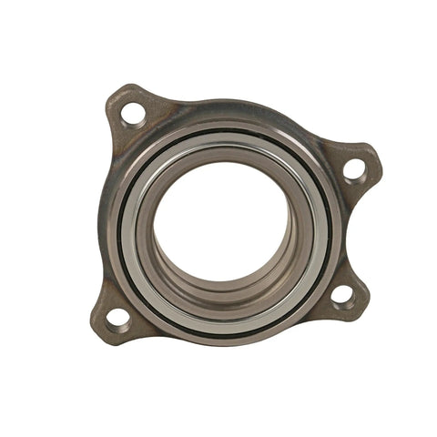 Heavy Duty Front Wheel Bearing And Hub Assembly For 2018 To 2023 Audi Models, viewed from front, showcasing durable metal finish.