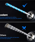 Heavy Duty Masonry Drill Bit Set showing stability versus instability in concrete, brick, tile, glass, plastic, and cement drilling.