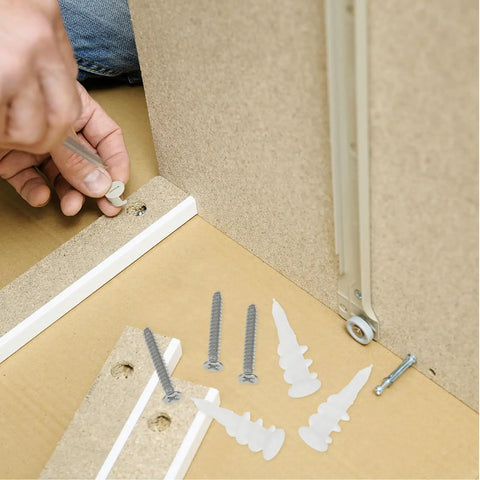 Using 50-Set Concrete Expansion Screws and Wall Anchors Kit with stainless steel screws and plastic fasteners on drywall