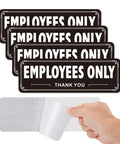 4 Pack Employees Only Signs For Doors And Gates, Heavy Duty Aluminum, Weatherproof Self Adhesive No Entry Signs, 9x3 Inches, Black