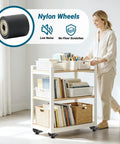 Low Profile 30mm Plate Casters Set Of 4 Beefy Heavy-Duty Nylon Wheels 1100 Lbs Capacity on moving bookshelf with brakes shown