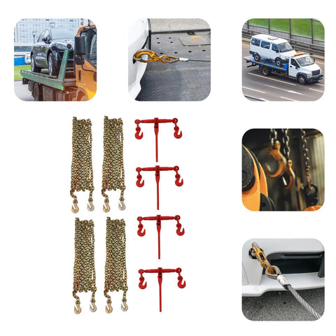 Grade 70 Chain Transport Hauling Kit With 5 16 To 3 8 Inch Chains Binders And 20 Foot Chains Heavy Duty Tie Down Set