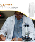 White Mens Lab Coat Doctor Costume, Long Sleeve Medical Uniform for Doctors, Medical Students, and Pharmacists, in laboratory setting