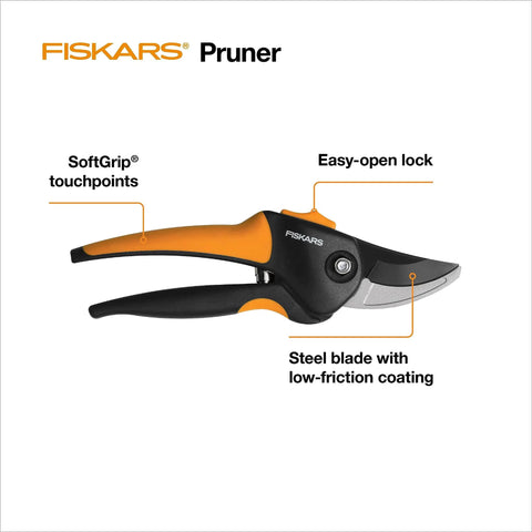 Bypass Pruning Shears For Fast Clean Cuts, Five Eighth Inch Cut Capacity with Sharp Steel Blade and Safety Lock