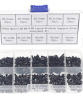 Premium Quality 500 Piece Metric Flat Head Laptop Screw Assortment Kit in clear organizer with black screws