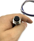 Close-up of M12 5 Pin Female Connector Cable A Coded Straight Back Mount Waterproof Aviation Socket held in hand