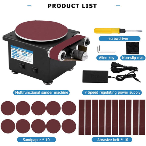2-In-1 Mini Sander For Wood, Metal, Stone, 6-Inch Disc Plus 1.2x15-Inch Belt, accessories included in product list
