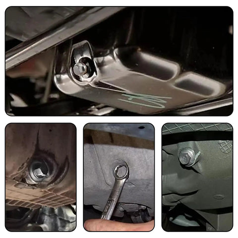 Magnetic Oil Drain Plug Kit M14x1.5 Stainless Steel With Five Copper Crush Washers Gasket in various engine installations.