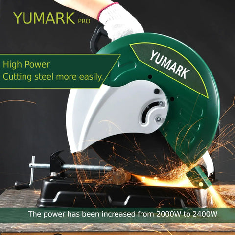 Powerful 2400W 3800RPM Chop Saw With 14 Inch Blade 45 Degree Adjustable Metal Cutting Angles For Rebar Angle Iron Hollow Pipe
