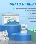 Image showing contents of the box for 12V 140Ah LiFePO4 Battery Group31 For RVs Boats Marine And Off Grid Solar.