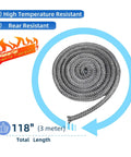 Front view: arrccholiy wood stove gasket rope, graphite fiberglass, 1/4in x 118in, high-temp seal for stoves