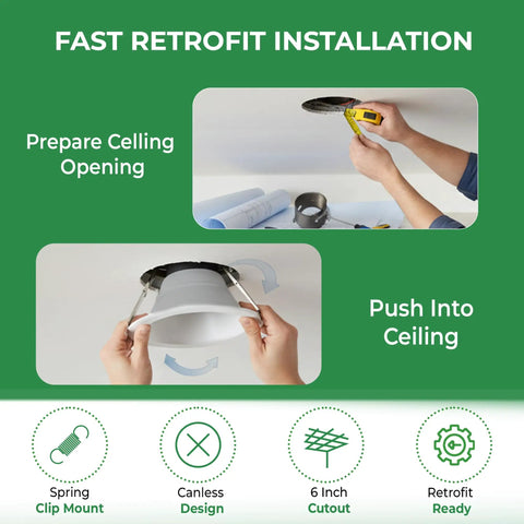 Installation guide for Six Inch Canless Led Recessed Downlights 4 Pack Features Tunable White Temperatures And Adjustable Wattage.