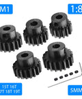 Mod 1 Hardened Steel RC Motor Pinion Gear Set, 5-Pack for 1/8 Scale RC Cars, 5mm Shaft, Includes 15T 16T 17T 18T 19T