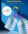 Heavy Duty Self Drilling Drywall Anchors And Screws Kit featuring 50 pieces of tough carbon steel fasteners holding water bottles securely.