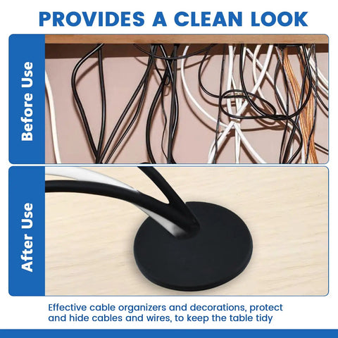One Inch Desk Hole Wire Grommet Black Plastic Cable Cord Cover Organizer With Removable Lid for clean wire management