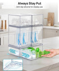 Clear Stackable Storage Drawers Set Of 5 Plastic Organizer Bins With Built In Handles For Countertop Space Saving Storage. Stackable bins storing baby bottles and accessories.
