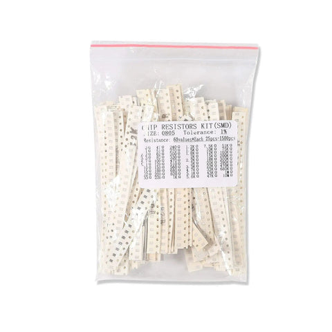 Bag of 0805 SMD Resistor Kit With 1500 Pieces 60 Values From 0 Ohm To 10 Mega Ohm One Percent Tolerance Great For DIY Electronics