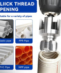 1/2 3/4 1 Inch Pvc Pipe Threader Kit Two Piece Plastic Pipe Threading Tool With Electric Drill Compatible, threading various pipes