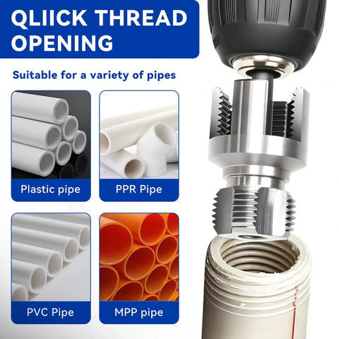 1/2 3/4 1 Inch Pvc Pipe Threader Kit Two Piece Plastic Pipe Threading Tool With Electric Drill Compatible, threading various pipes