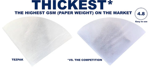 Comparison of 10 Inch Deep Fryer Filter Cones showing thickness for 100 Pack 10 Inch Deep Fryer Filter Cones For Commercial Kitchens