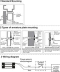 Heavy Duty 130 Lbs Electric Magnetic Lock For Single Door Access Control 12V fail safe installation diagrams for various doors.