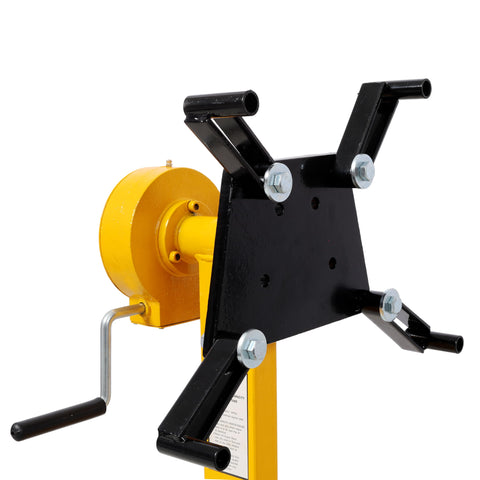 Tough As Nails Heavy Duty Engine Stand Holds Strong At One Thousand Pounds With Smooth Three Sixty Geared Rotating Head Adjustable Locking Pins And Four Ball Bearing Casters, close-up of adjustable head.