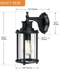 Motion Sensor Outdoor Wall Lights 12.5 Inch Dusk To Dawn Waterproof Matte Black Sconce With Ribbed Glass Shade And E26 Socket
