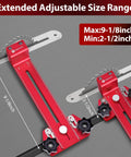 No Fuss Safe One Way Roller Bearing Thin Rip Jig for Table Saws, red aluminum, adjustable for accurate repetitive narrow strip cuts