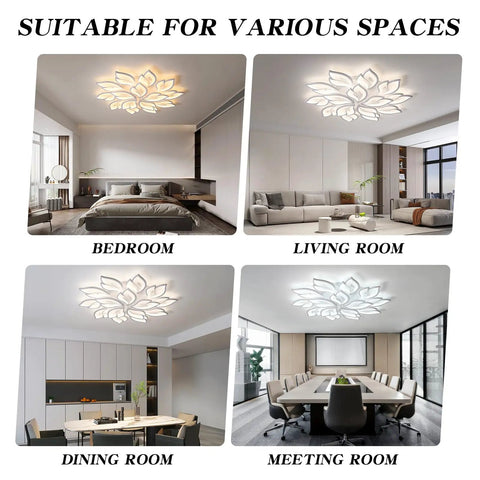 Flower Shaped Ceiling Light Dimmable Modern Ceiling Lamp With Remote Control LED Fixture For Bedroom, Dining Room And Kitchen