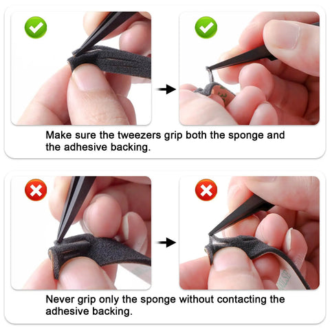 Pre Cut Light Leak Replacement Foam Seal Kit For Asahi Pentax Spotmatic SP SPII SPF K1000 Film Cameras installation guide showing tweezers handling sponge.