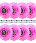 LED Light Up Inline Skate Wheels With Bushings For Kids And Beginners Set Of 64mm 70mm 72mm 76mm And 80mm Soft 85 88A Pink