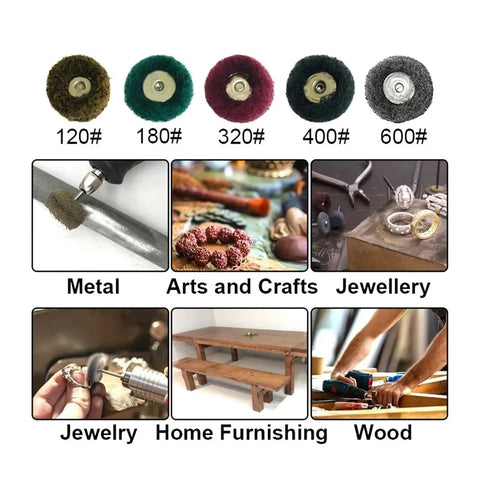 Dope 10 Pack Of 25mm Nylon Abrasive Brush Wheels With A Sturdy 3mm Shank For Mini Grinders And Rotary Tools for cleaning metal and wood.