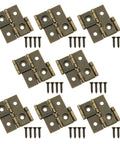 Heavy Duty Bronze Double Action Hinges Eight Pack With Mounting Screws showing iron hinges and screws for cabinet gates.