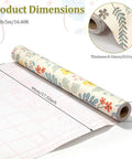 Self Adhesive Floral Peel And Stick Wallpaper Roll For Renters Featuring No Fuss Quick Install Water Resistant Scratch Proof Vinyl Wall Covering dimensions showing roll size of 5m length and 44cm width.
