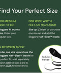 Sizing guide for Mens Heavy Duty Waterproof Slip On Shoes For Outdoor Work And Garden Rain with tips for width and arch fit.